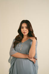 2 Piece  Chiffon Embroidered Suit (FS0023)